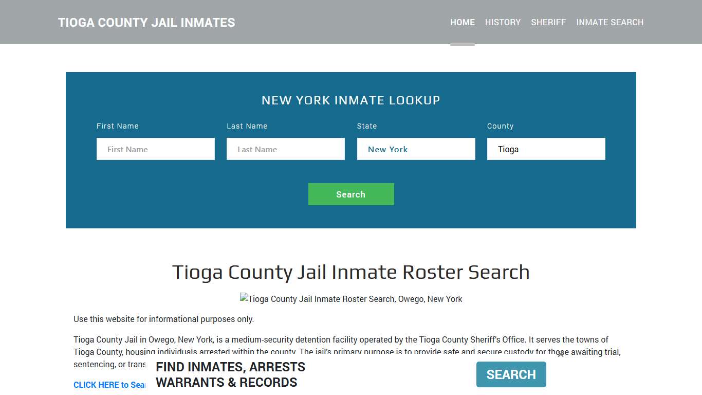 Tioga County Jail Inmate Roster Lookup, Owego, NY