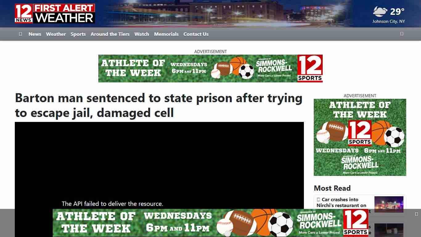 Barton man sentenced to state prison after trying to escape jail, damaged cell