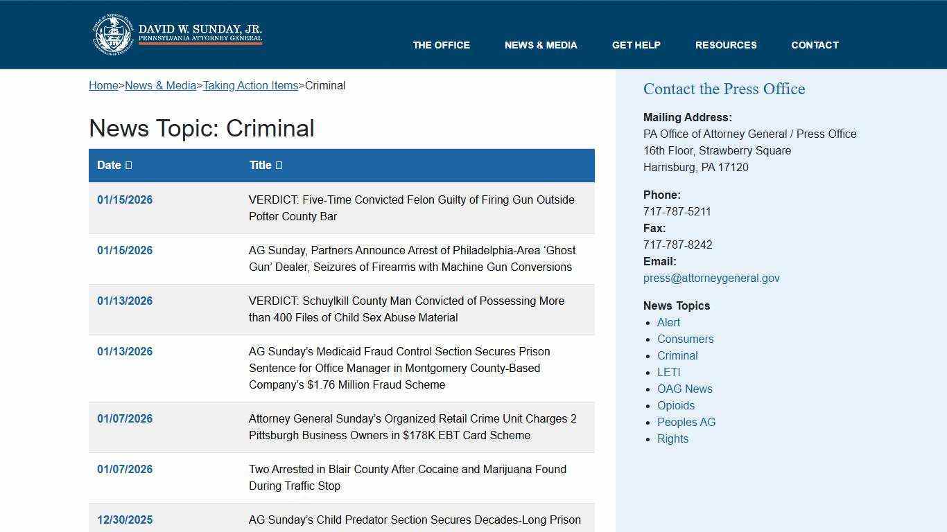 Criminal – PA Office of Attorney General